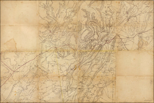 24"x36" Gallery Poster, Map of the environs of Chattanooga 1864