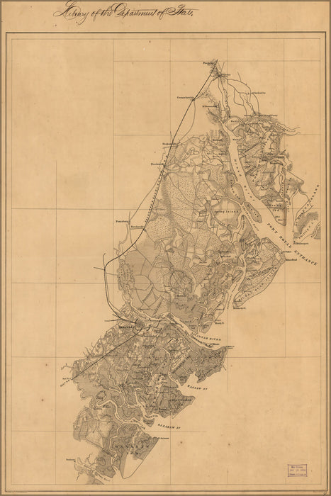 24"x36" Gallery Poster, Map of the environs of Savannah, Georgia 1865