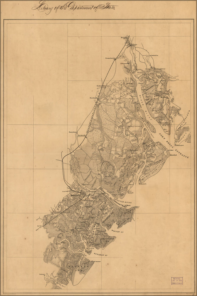 24"x36" Gallery Poster, Map of the environs of Savannah, Georgia 1865