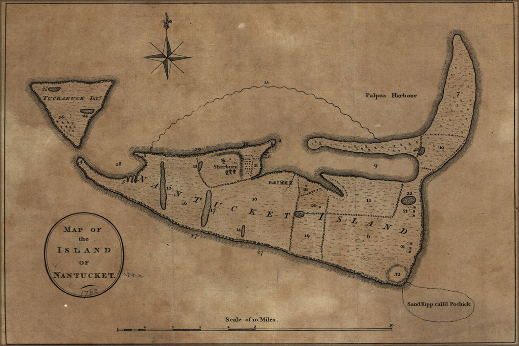 24"x36" Gallery Poster, Map of the island of Nantucket 1782