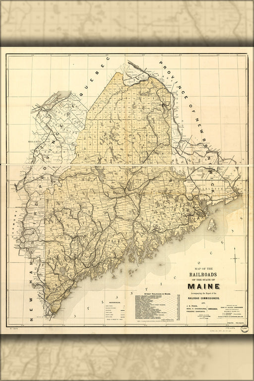 24"x36" Gallery Poster, Map of the railroads of the state of Maine 1899