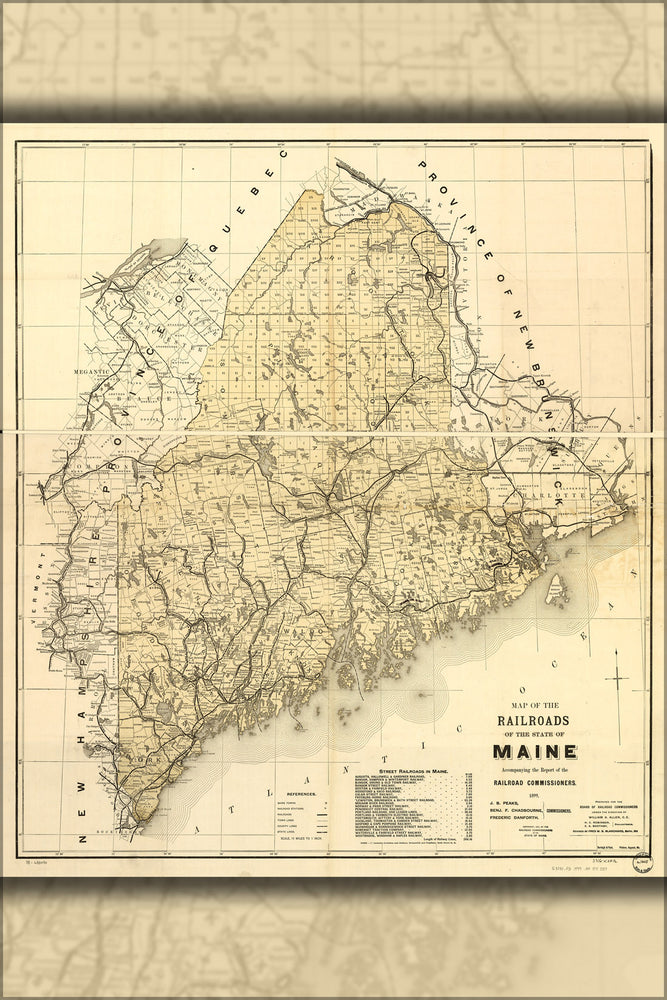 24"x36" Gallery Poster, Map of the railroads of the state of Maine 1899