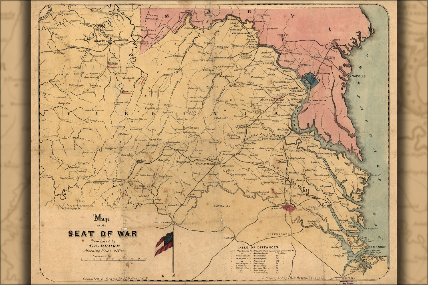 24"x36" Gallery Poster, Map of the seat of war Virginia Maryland 1861 p2