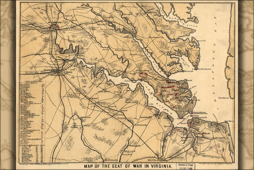 24"x36" Gallery Poster, Map of the seat of war in Virginia 1862