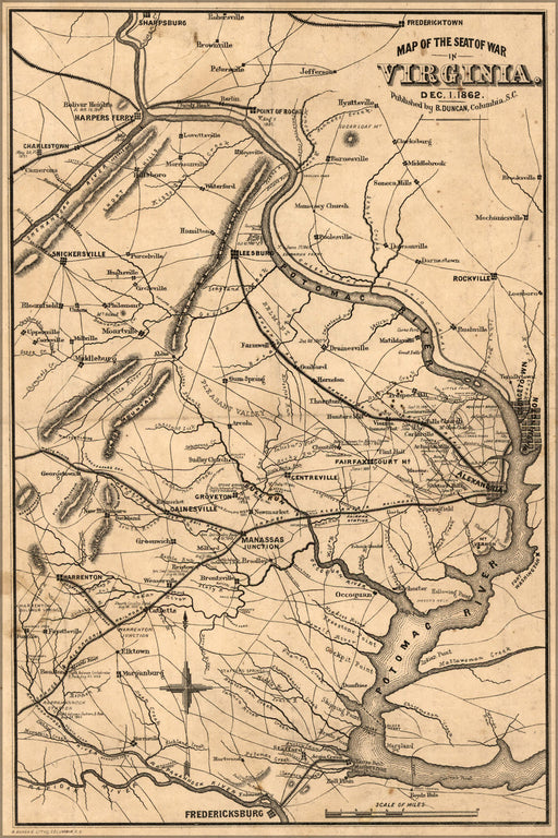 24"x36" Gallery Poster, Map of the seat of war in Virginia, Dec. 1, 1862