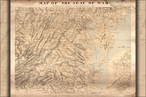 24"x36" Gallery Poster, Map of the seat of war virginia maryland 1861 p1