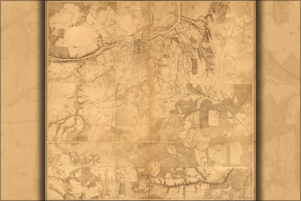 24"x36" Gallery Poster, Map of the siege of Petersburg virginia 1864-5