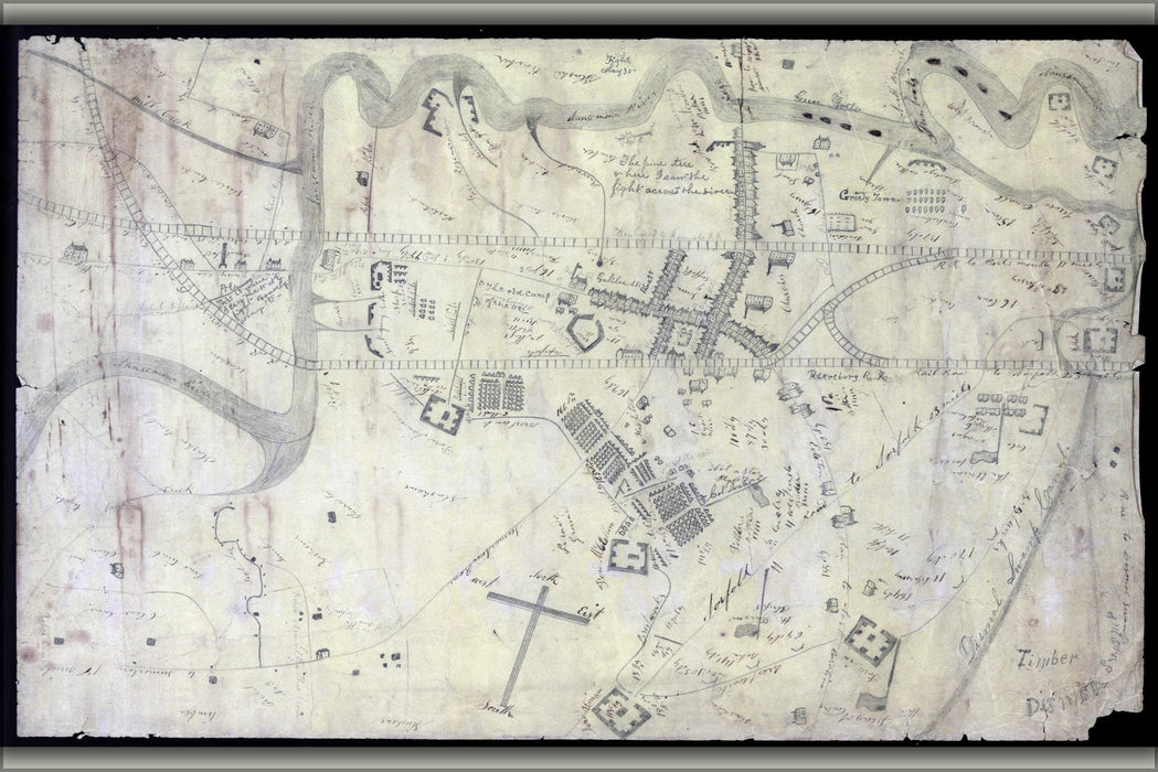 24"x36" Gallery Poster, Map of the siege of Suffolk, Virginia 1863