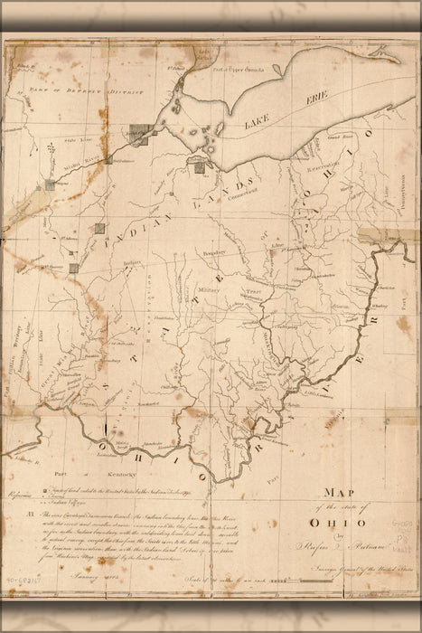 24"x36" Gallery Poster, Map of the state of Ohio 1805