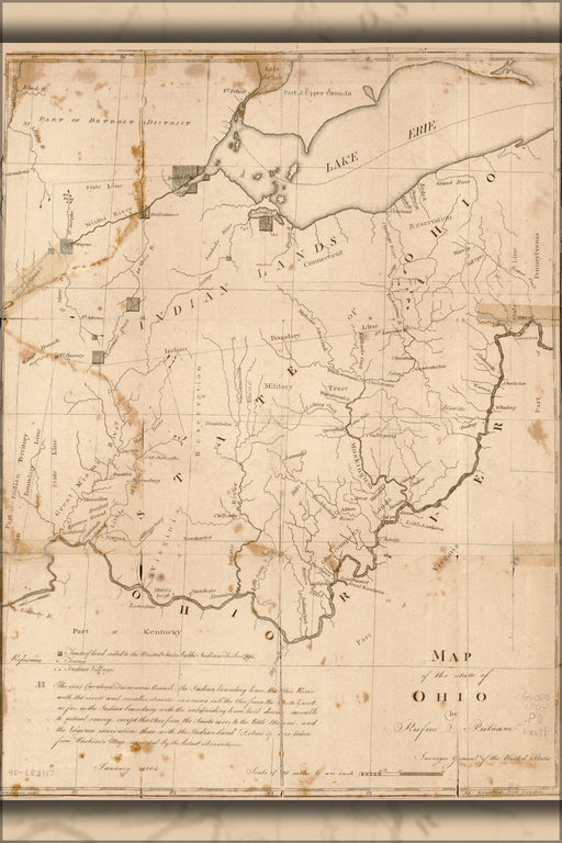 24"x36" Gallery Poster, Map of the state of Ohio 1805