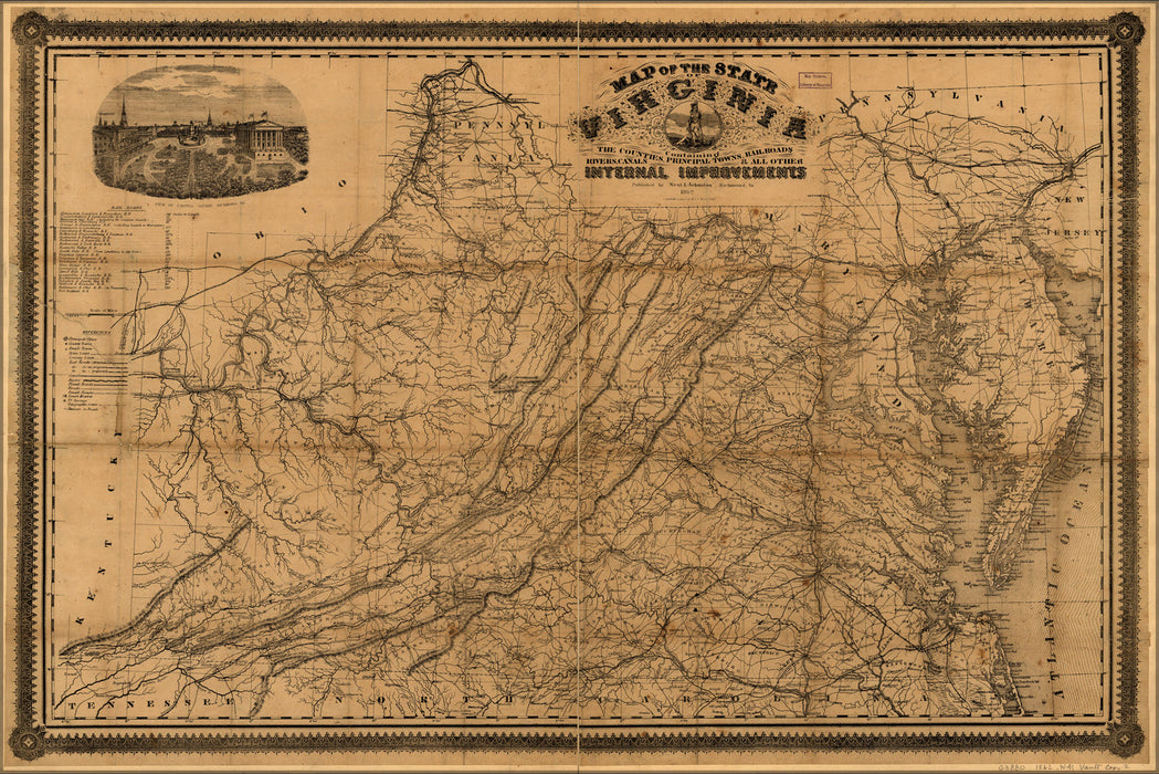 24"x36" Gallery Poster, Map of the state of Virginia 1862 p3