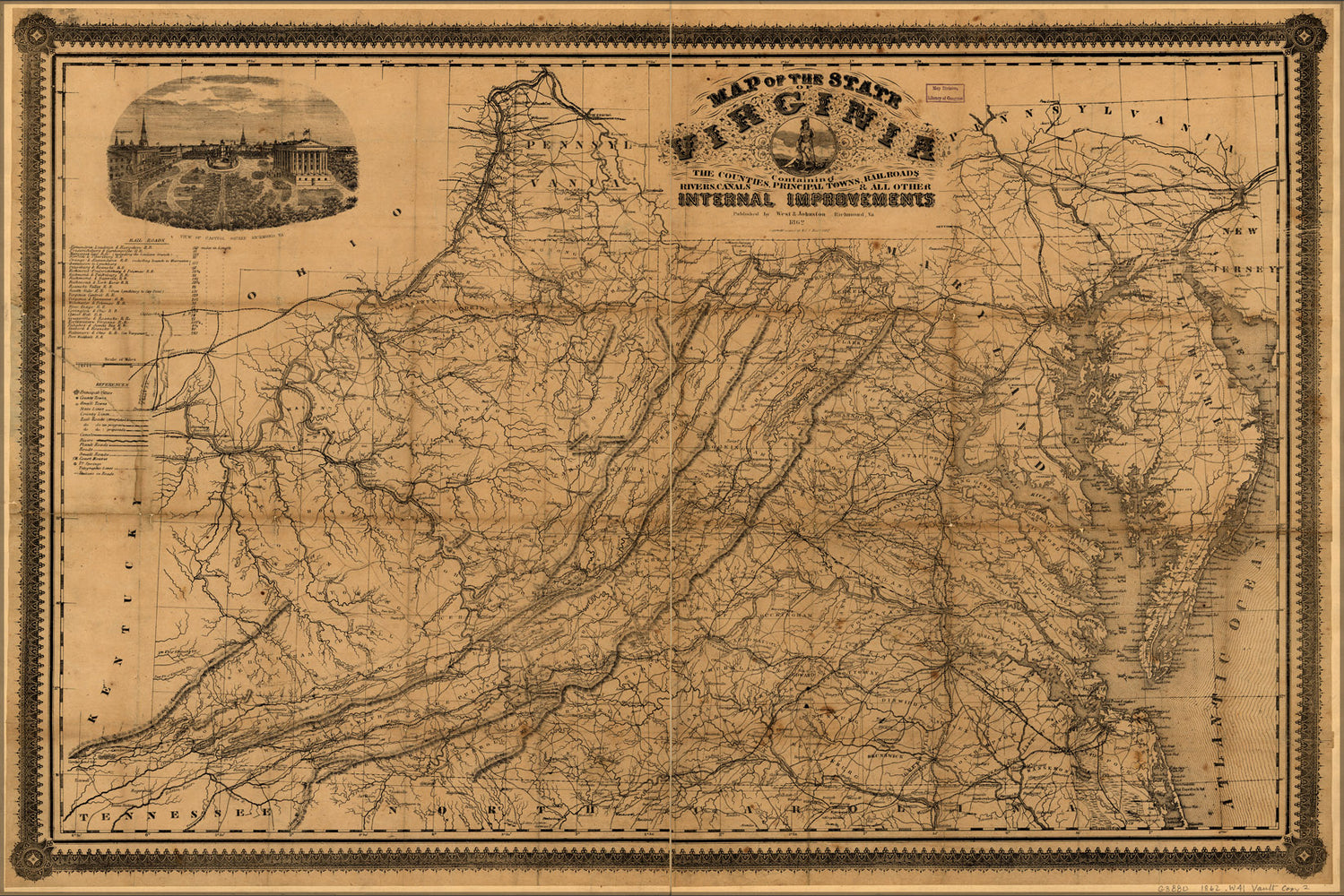 24"x36" Gallery Poster, Map of the state of Virginia 1862 p3