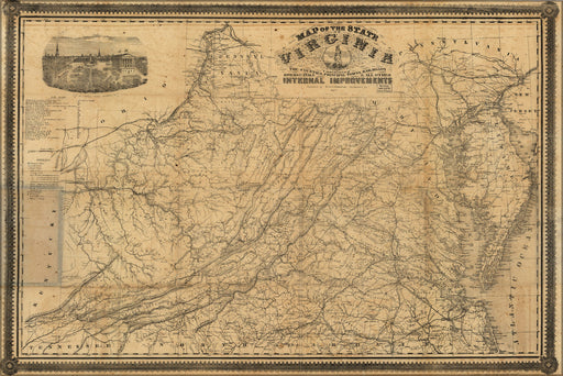 24"x36" Gallery Poster, Map of the state of Virginia 1864