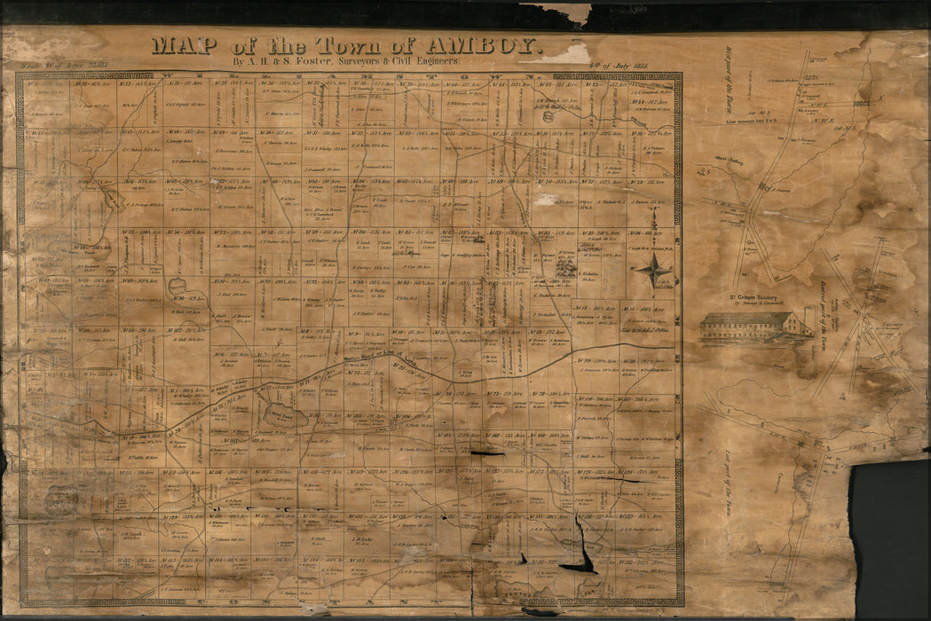 24"x36" Gallery Poster, Map of the town of Amboy new york 1855