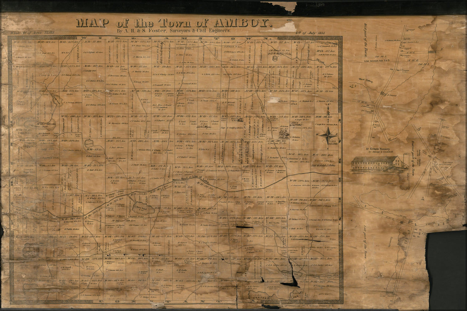 24"x36" Gallery Poster, Map of the town of Amboy new york 1855
