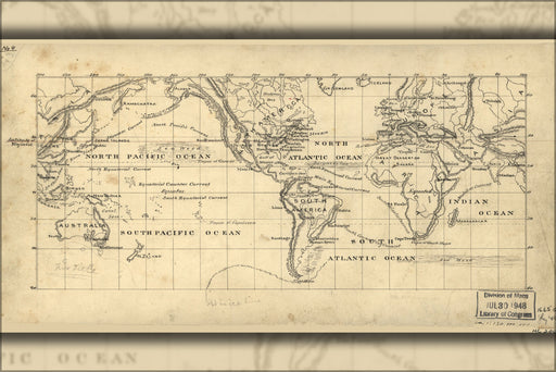 24"x36" Gallery Poster, Map of the world on the Mercator projection 1875