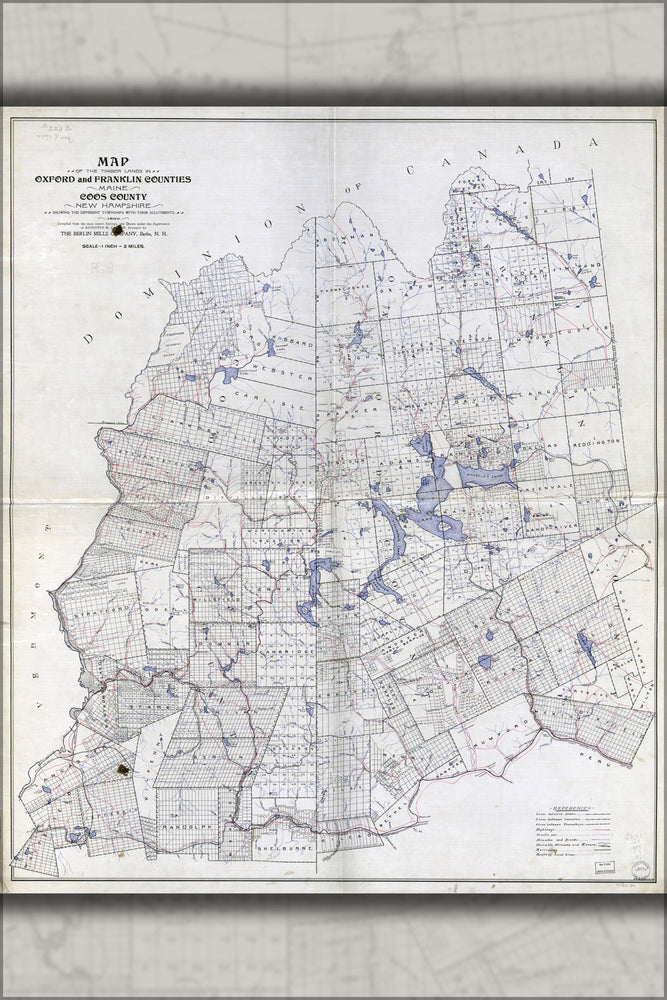 24"x36" Gallery Poster, Map of timber in Oxford & Franklin cos Maine 1899