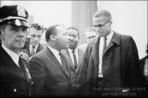 24"x36" Gallery Poster, Martin Luther King Jr. and Malcolm X  c1964