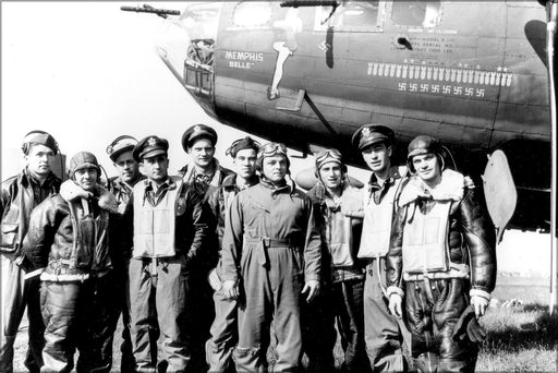 24"x36" Gallery Poster, Memphis Belle crew b-17 flying fortress bomber in england