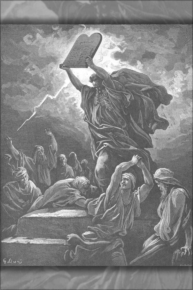 24"x36" Gallery Poster, Moses Breaks the Tables of the Law by gustave dore 1866