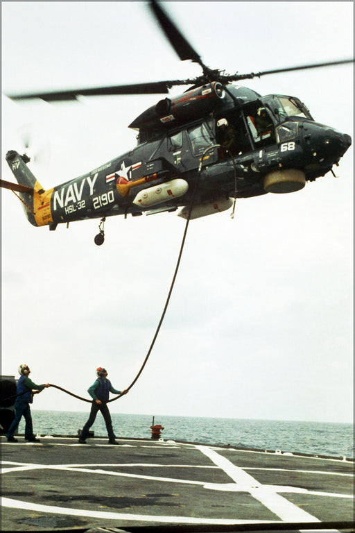 24"x36" Gallery Poster, Navy Kaman SH-2F Seasprite helicopter (HSL-32) 1975