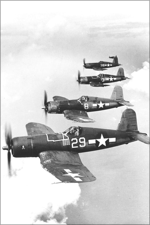 24"x36" Gallery Poster, Navy Vought F4U-1A Corsairs (VF-17) Jolly Rogers 1944