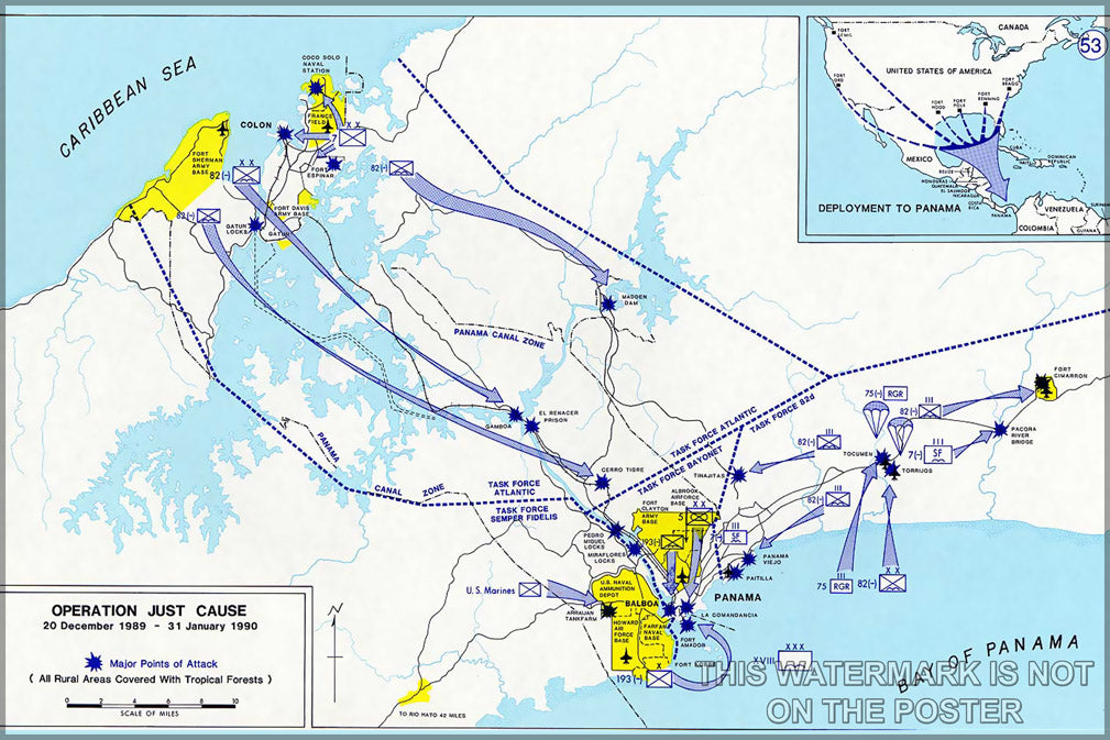 24"x36" Gallery Poster, OPERATION JUST CAUSE invasion of panama United States Invasion of Panama, codenamed Operation Just Cause