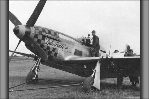 24"x36" Gallery Poster, P-51D-15-NA p-51 Mustang 44-15092 Lulu Belle II of 352d Fighter Squadron 1944