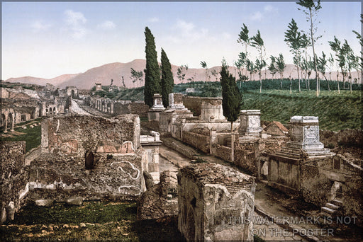 24"x36" Gallery Poster, PompeIi - Street of the Tombs ca. 1900