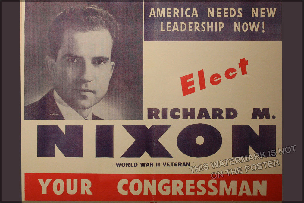 24"x36" Gallery Poster, Richard Nixon 1946 congressional campaign