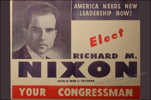 24"x36" Gallery Poster, Richard Nixon 1946 congressional campaign