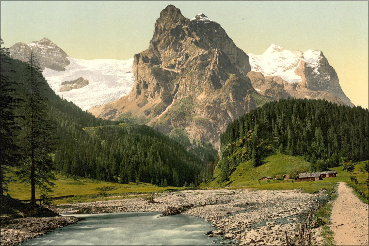 24"x36" Gallery Poster, Rosenlaui Wetterhorn, Bernese Oberland, Switzerland 1890