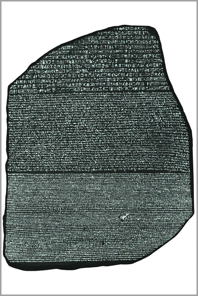 24"x36" Gallery Poster, Rosetta stone (ca 196 BC) enabled linguists to begin the process of hieroglyph decipherment.[113]