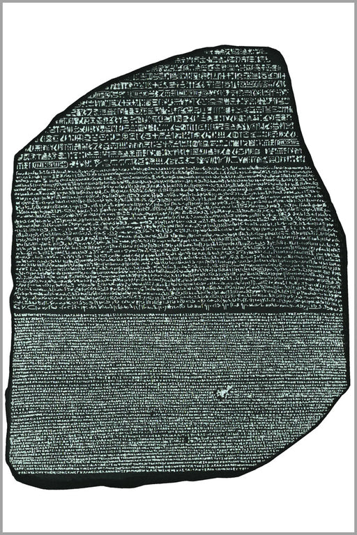 24"x36" Gallery Poster, Rosetta stone (ca 196 BC) enabled linguists to begin the process of hieroglyph decipherment.[113]