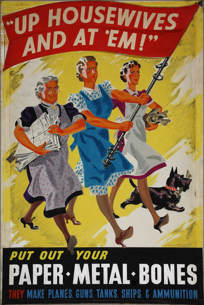 24"x36" Gallery Poster, Salvage Up Housewives and at em - put out your paper, metal, bones Artist Yates-Wilson 1939-1946