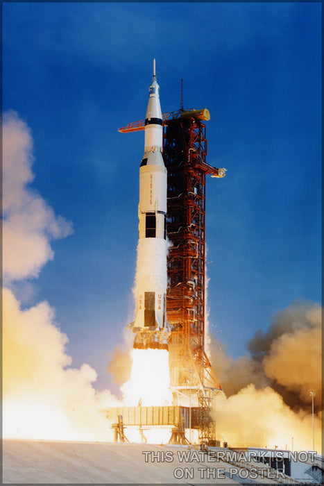24"x36" Gallery Poster, Saturn V rocket launches Apollo 11 in 1969