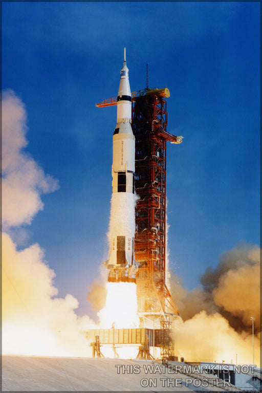 24"x36" Gallery Poster, Saturn V rocket launches Apollo 11 in 1969