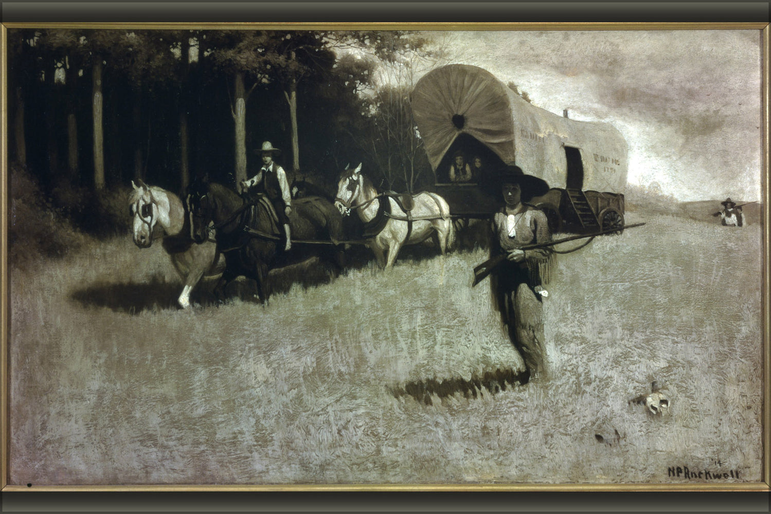 24"x36" Gallery Poster, Scouting With Daniel Boone by norman rockwell 1914