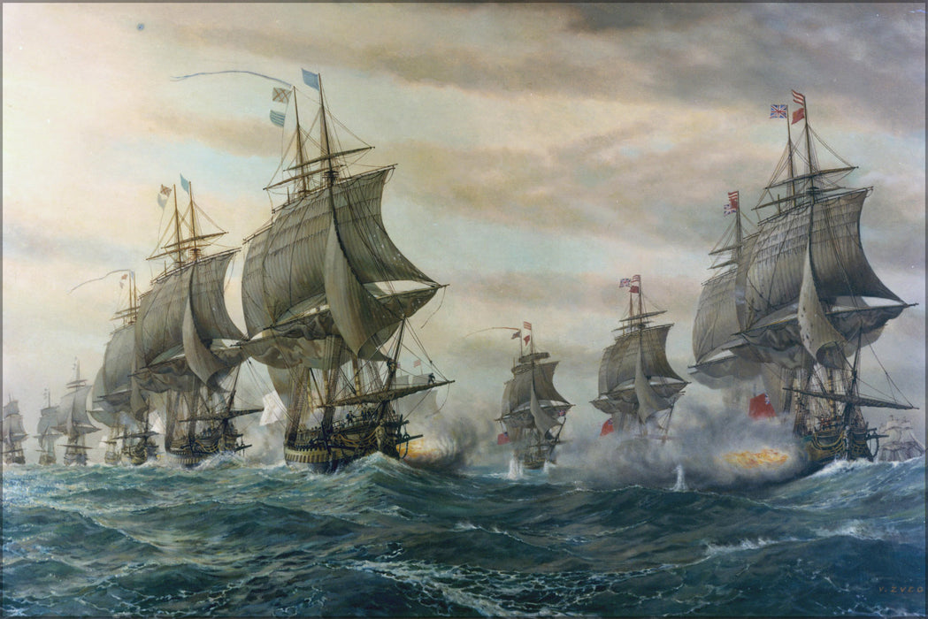 24"x36" Gallery Poster, Second Battle of the Virginia Capes aka. Battle of the Chesapeake