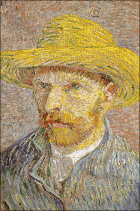 24"x36" Gallery Poster, Self-Portrait with Straw Hat by vincent van gogh 1887