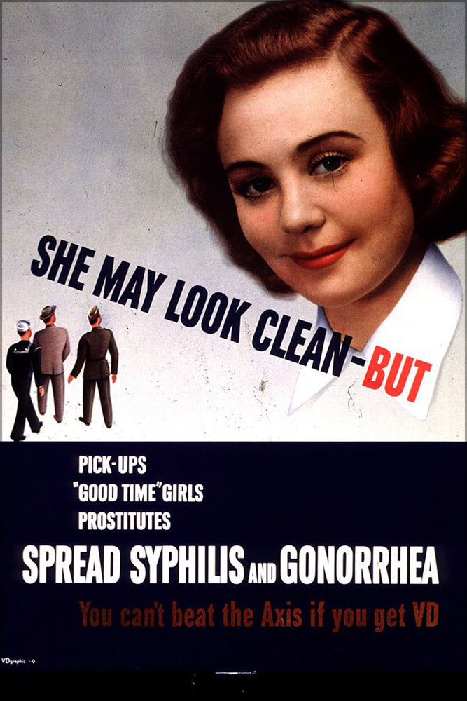 24"x36" Gallery Poster, She May Look Clean, But... ww2 anti-venereal disease poster