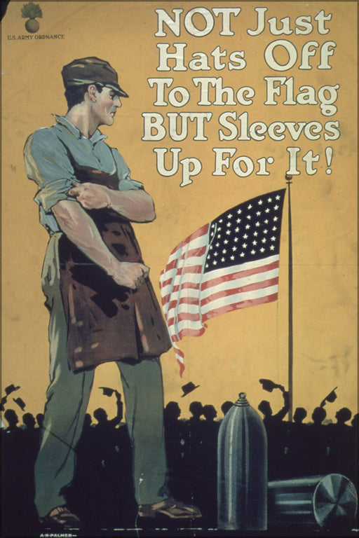 24"x36" Gallery Poster, Sleeves Up For U.S. Army Ordnance c1917 wwi propaganda