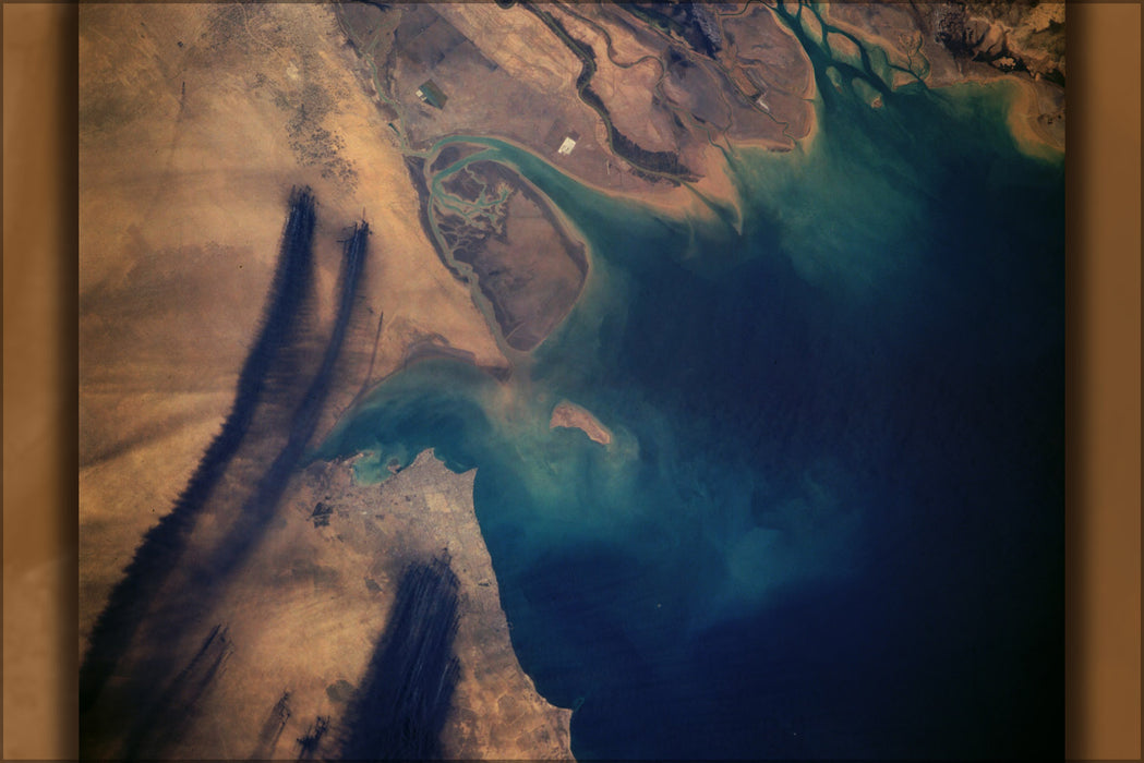 24"x36" Gallery Poster, Smoke plumes from the Kuwait Oil Fires, operation desert storm, 1991