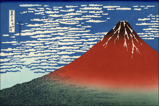 24"x36" Gallery Poster, South Wind, Clear Sky View of Mount Fuji Japan 1830