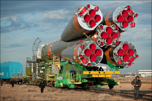 24"x36" Gallery Poster, Soyuz TMA-01M rocket Baikonur Cosmodrome, Kazakhstan
