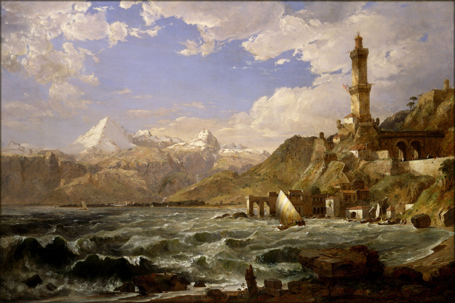 24"x36" Gallery Poster, The Coast of Genoa by jasper francis cropsey 1854