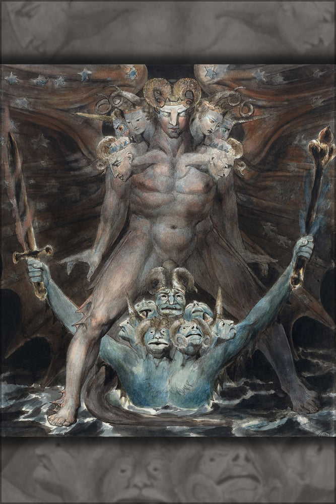 24"x36" Gallery Poster, The Great Red Dragon and the Beast from the Sea 1805, William Blake