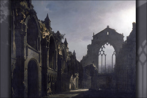 24"x36" Gallery Poster, The Ruins of Holyrood Chapel (Louis Daguerre), 1824