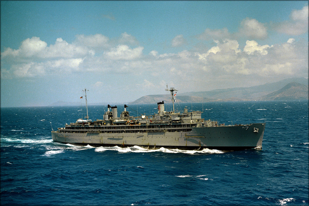 24"x36" Gallery Poster, The U.S. Navy repair ship USS Hector (AR-7) underway. 1985