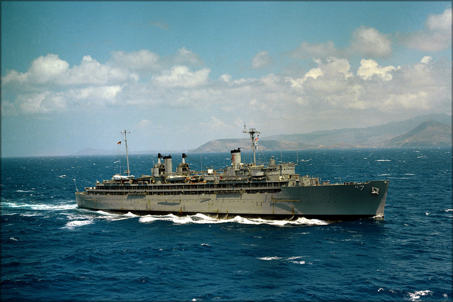 24"x36" Gallery Poster, The U.S. Navy repair ship USS Hector (AR-7) underway. 1985